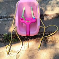 Little Tikes Pink Plastic Kids Swing w/Rope 2 Point Safety Latch, Model 6275