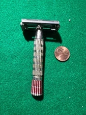 Vintage 1960s Gillette Safety Razor with red adjustment knob