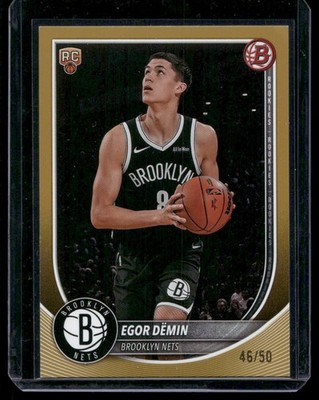 2025-26 Bowman Gold Border Egor Demin RC 46/50 Brooklyn Nets #8 Gold Border