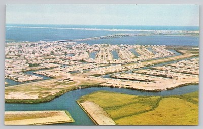 Postcard Aerial View Beach Haven West Causeway Bridge NJ Vintage Photochrome