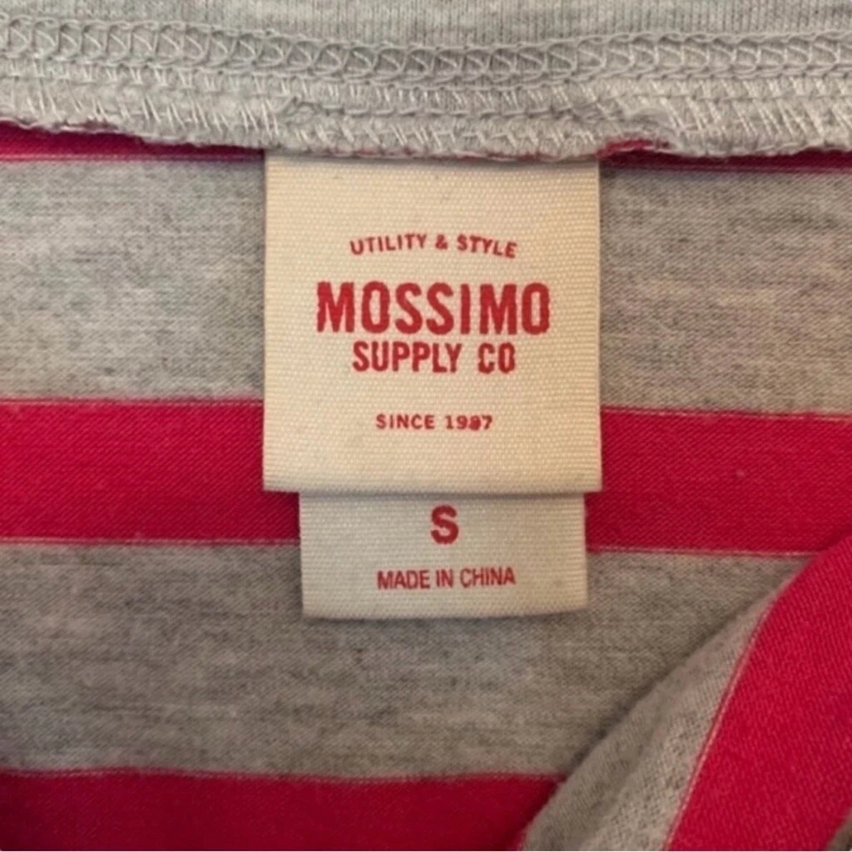 Minifalda Mossimo rosa gris tejida a rayas para mujer pequeña informal línea A Foto 3 de 4