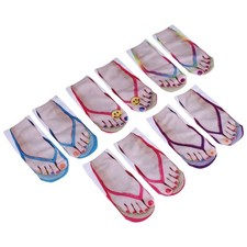 5 Pair Flip Flop Socks 3D Pattern Manicure Print Funny Hidden Comfort2614