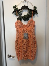 House of CB Papaya Punch Lace Corset Dress M Tall Fuller Cup Floral Embroidery