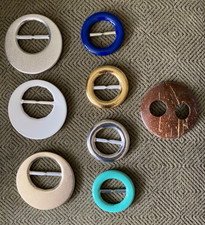 Set of Eight Vintage Slide Belt Buckles, Cloth Belts Included