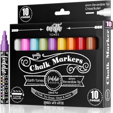 Loddie Doddie Chalk Markers for Blackboard Windows - 10 Count Earth Tones 6mm