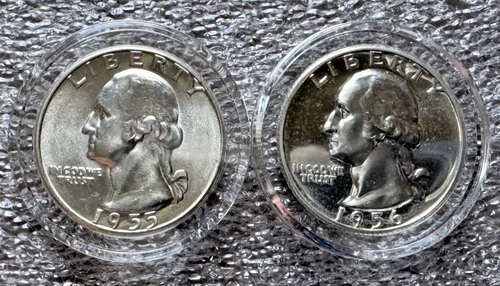 Lot G-0544: 1955 & 1956 Washington Quarters, Proof, BU