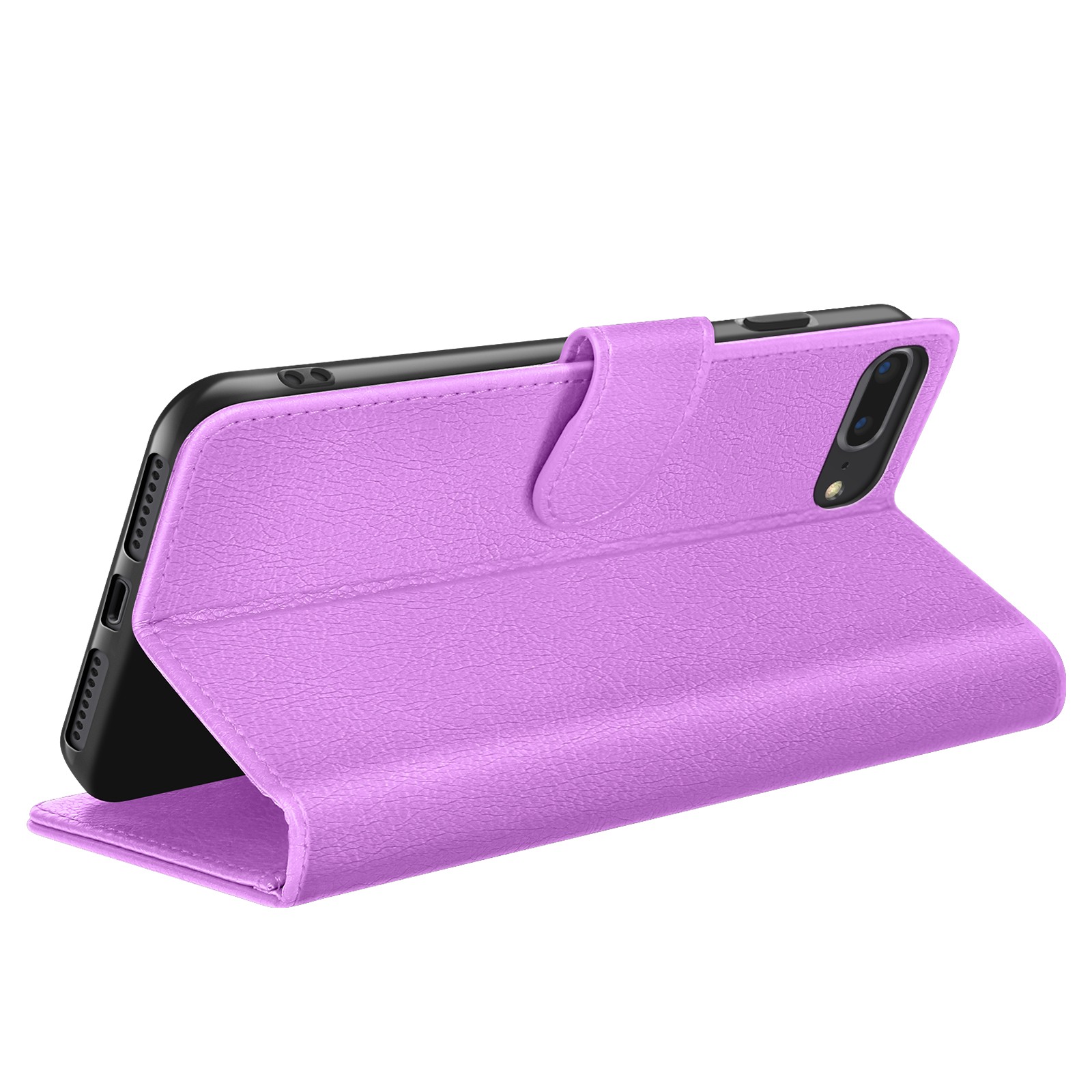 Coque Portefeuille iPhone 8 Plus Violette Anti Choc avec Rabattable Stand - 2