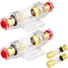 2 Packs Fuse Holders with 100A AGU/5AG Fuses, 4-8 Gauge AWG In-Line Car Amp Fuse
