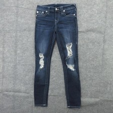 True Religion Jeans Womens 29 Blue Section Super Skinny Distressed Denim Ripped