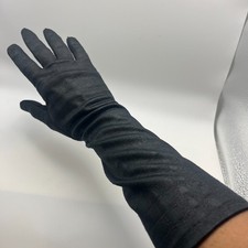 Vintage Hansen Black Long Evening Gloves Size 7 Embossed Reptile 1950s 60s