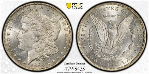 1886 O Morgan Silver Dollar $1 PCGS MS 62