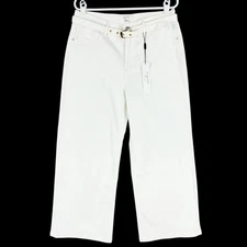Vigoss Women's Stretch High Rise Straight Leg Belted Ivory Jeans Size 13/31 NWT