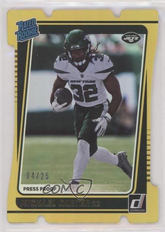 2021 Donruss Rated Press Proof Gold Die-Cut 4/25 Michael Carter Rookie RC ni4