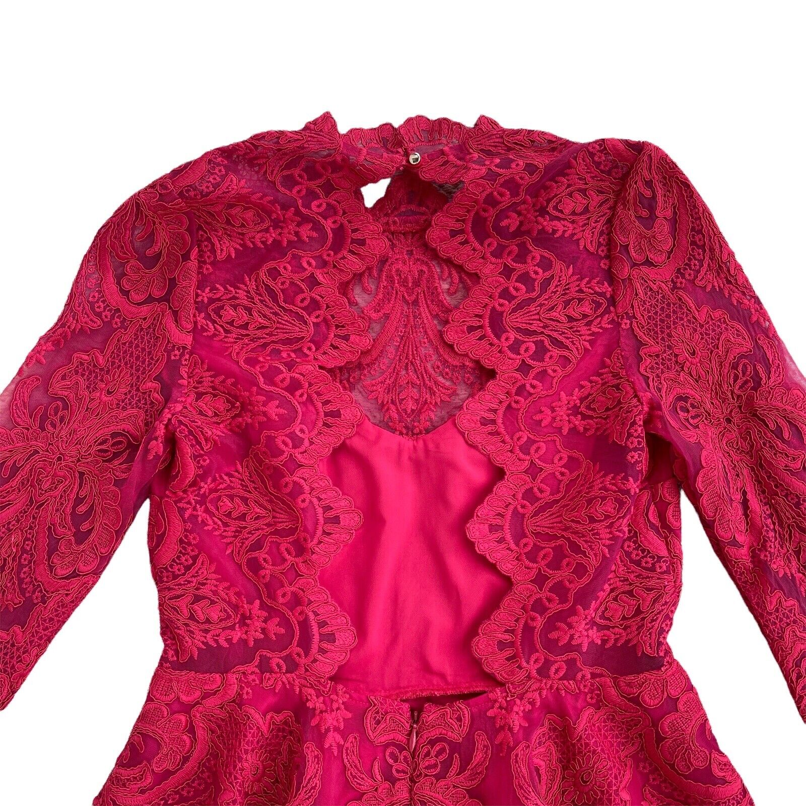 Saylor Red Raspberry Rita Lace dress womens size … - image 9