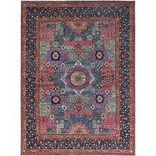 9' x 12' Yale Blue Hand Knotted 100% Wool Mamluk Dynasty Oriental Rug R86735