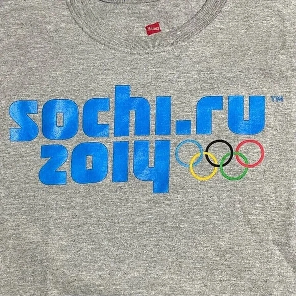 Camiseta para hombre Hanes Sochi.ru 2014 Juegos Olímpicos de Invierno talla pequeña logotipo gráfico Foto 4 de 4