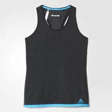 Women's Adidas climachill Athletic Tennis Racer Back Black/Blue Tank Top $45 