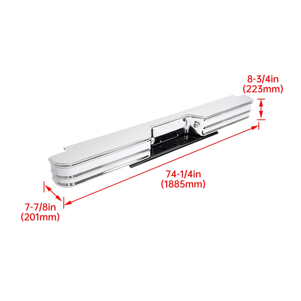 Steel Diamond Step Universal Rear Bumper Chrome For Ford F-150 F-250 F-350 - Image 2 of 4