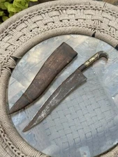 Antique Old Rare Hand Crafted Brass Handle Dagger Knife Khanger With Cover