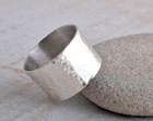 14mm Silver Hammered Band 925 Silver Boho Wedding Band All Size USA-3-14 Jewelry