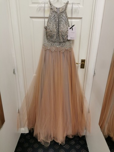 Tiffany Nicola size 8 Blush pink silver grey Sequin evening dress Gown NWT - Picture 5 of 24