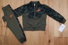 Nike Toddler Boy 2 Piece Jogging Set ~ Olive Green & Orange ~ Camo ~