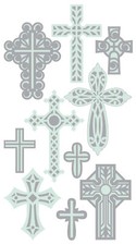 Darice Sticko Layered Stickers Crosses 3.75 X 6.75 Inches
