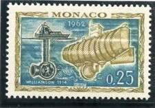 STAMP / TIMBRE DE MONACO N° 593 ** FAUNE / L'HOMME SOUS LA MER / BATHYSCAPHE