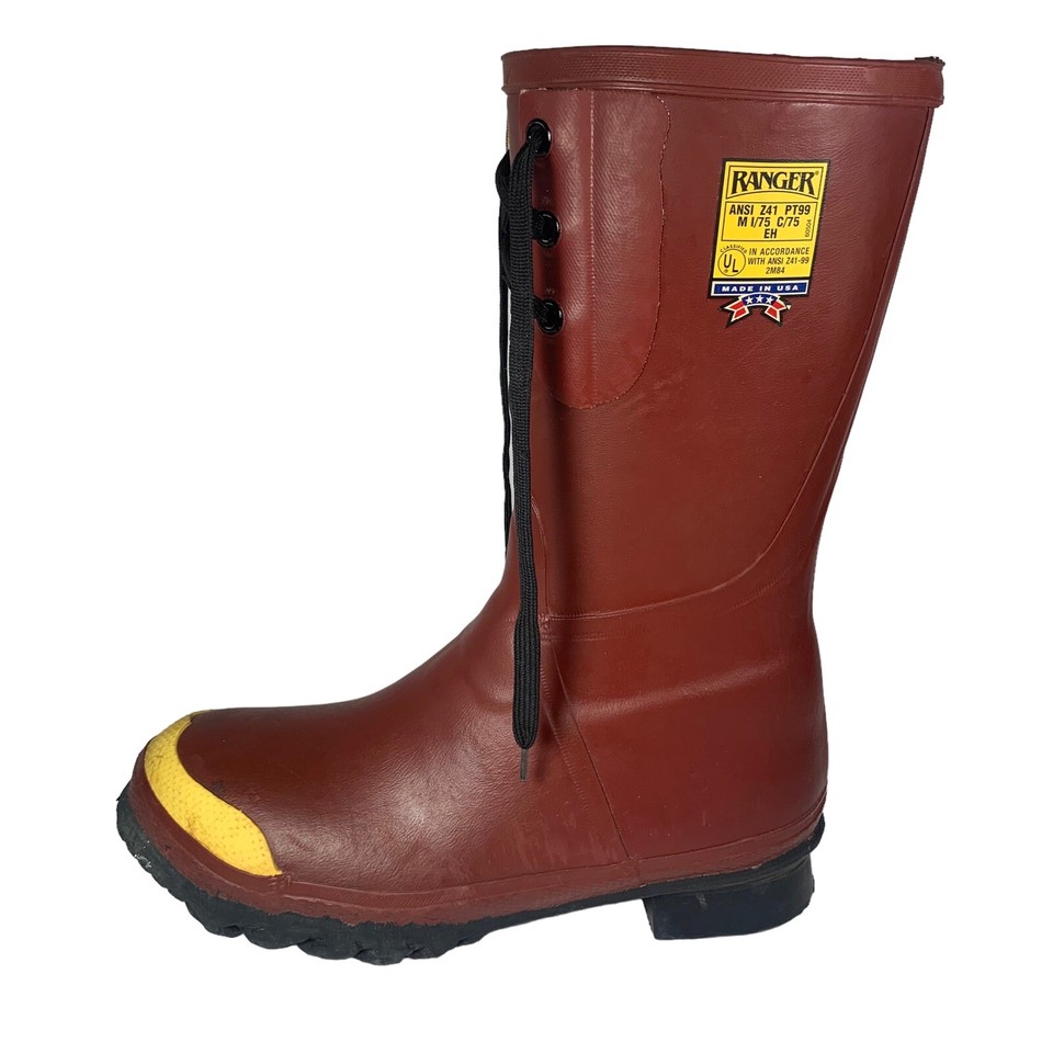 VTG Ranger Rubber Company Safety Red Steel Toed Boots SZ9 ANSI Z41 PT99