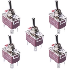 5 x Off-(On) DPST Toggle Switch 250V AC 15A