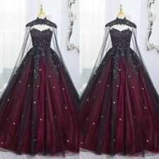 Gothic Black Red Wedding Dresses Strapless Lace Applique With Shawl Bridal Gowns