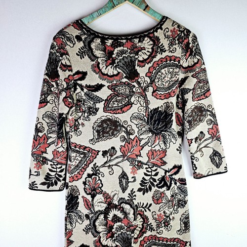 Abito Maglione Bodycon Cotone Pima Elasticizzato Floreale Peruvian Connection, Perù, Taglia S - Foto 7 di 11
