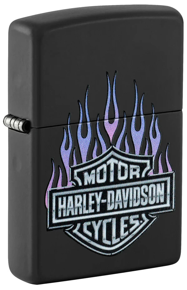 Zippo Harley Davidson Logo Design Color Image Black Matte 46