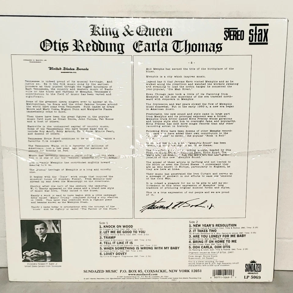 OTIS REDDING & CARLA THOMAS King & Queen LP 180g Vinyl Sealed Sundazed Soul Funk - Image 2 of 2