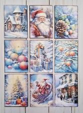 9 Vintage Style Christmas Handmade Pocket Letter Cards Scrapbook Journals Crafts