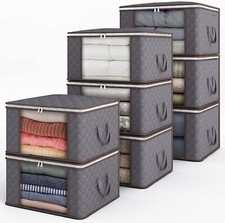 10 Pack Clothes Storage, Foldable Blanket Storage Bags Storage Containers w/Lids