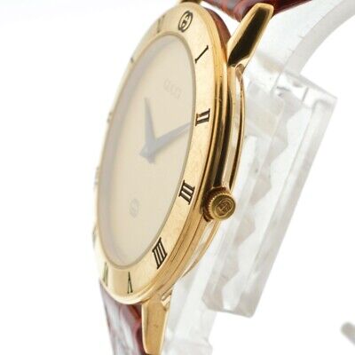 GUCCI 3000M Gold Plated / Leather gold Dial Quartz Men's GUCCI 3000M Gold Plated / Leather gold Dial Quartz Men's
