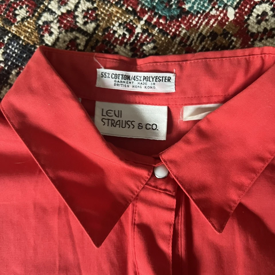 Blusa Camisa Occidental Vintage Años 70 Levis Flecos Mujeres Perla Botón Años 70 Foto 4 de 4