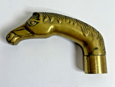 Vintage Brass Art Deco Horse Head Cane/Walking Stick Handel 4.5" X 3"