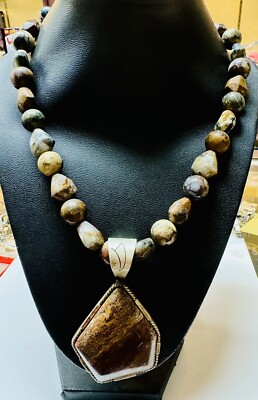 Jay King Mine Finds Sterling Silver Mookaite Pendant Beaded Necklace