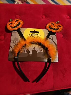 NWT Adult Halloween Pumpkin Bopper Headband Jack 'O Lanterns Fun!