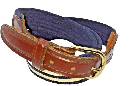 Talbots Brown Leather Braided Belt Sz. L (44”) Men display picture 3