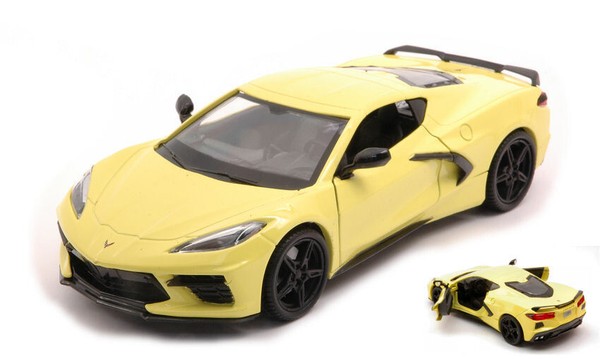 Motormax 1/24 Corvette Stingray 2020 Gelb Statisches Modell Diecast-image