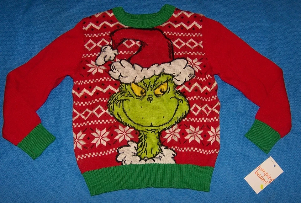 Size (6) Boys Holiday Christmas Sweater  Dr. Seuss The Grinch - Image 2 of 4