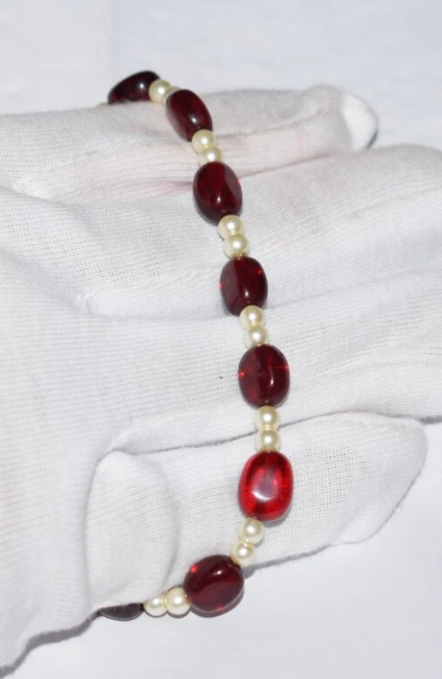 Pearl Ruby Gemstone Oval Smooth 4x8x10 mm Beads 925 Sterling Silver Bracelets - Image 4 of 4