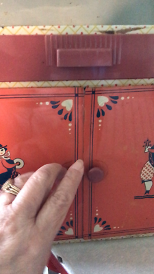 Vintage 1950s IDEAL Tin Litho Kitchen Cabinet Hutch PA Dutch Toy