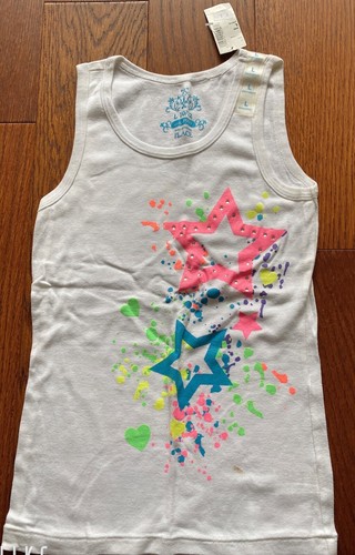 NWT 2*The Children’s Place Girl’s L Orange Striped and Colorful Stars Tank Top - Picture 4 of 4