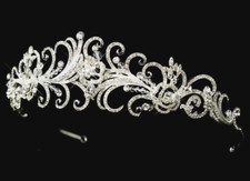 SALE  Antique Silver Rhinestone  Crystal Swirl Bridal Wedding Tiara Headpiece