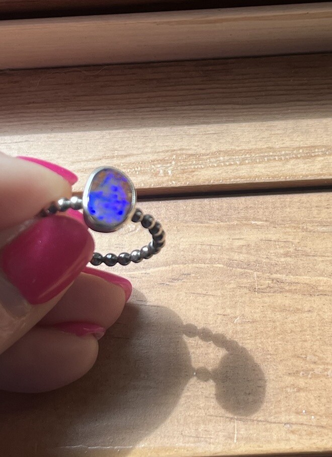 Australian Solid Boulder Opal Bezel Set Ring - Si… - image 9