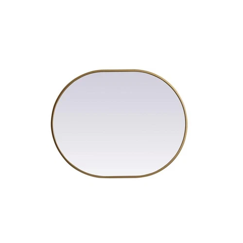 Elegant Decor Asha 24x30" Oval Modern MDF Wood/Iron Mirror in Brass - Picture 4 of 11